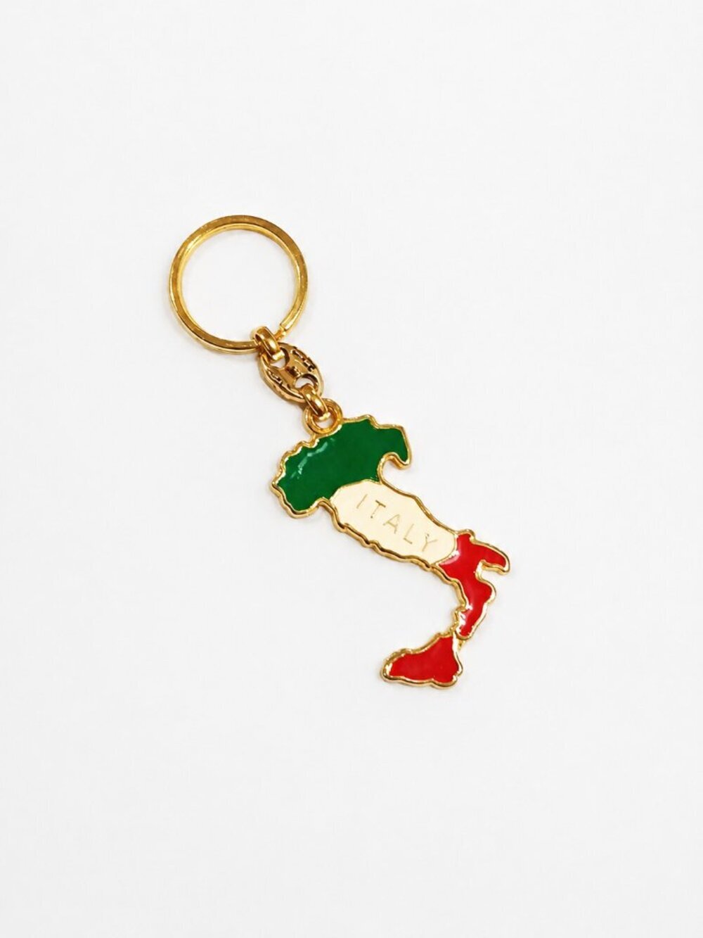 Made in Italy Italy Map Enamel Keychain Gold Tone Vintage Souvenir Key Ring Trav